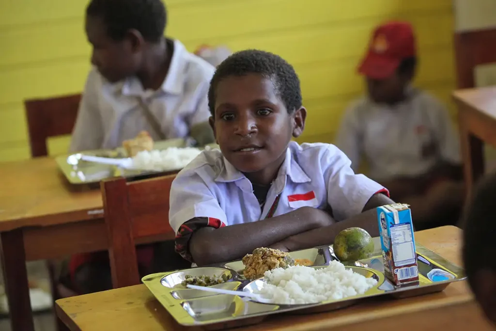 Road infrastructure supporting medical supply delivery and child nutrition in Papua