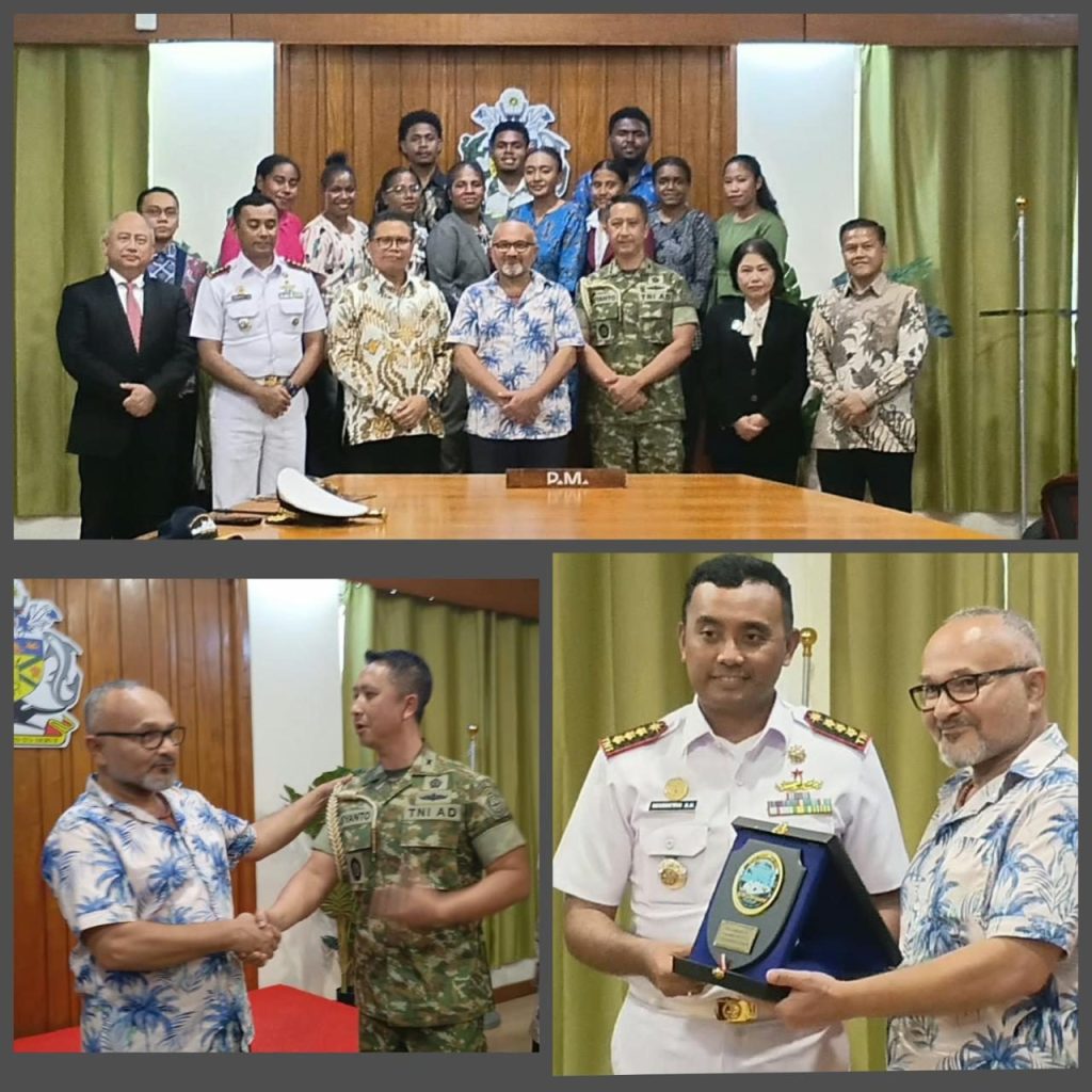 Members of the hospital ship delegation meeting Solomon Islands officials in Honiara