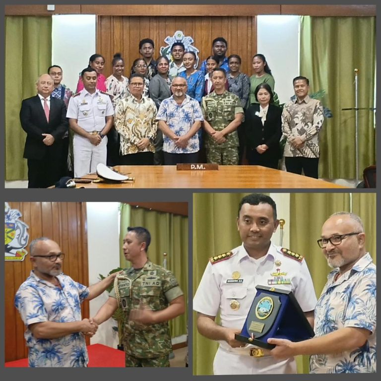 Members of the hospital ship delegation meeting Solomon Islands officials in Honiara