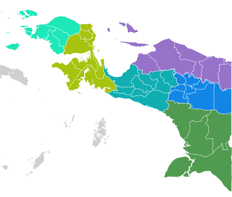 Map of the Indonesian provinces and regencies in western New Guinea, where is West Papua