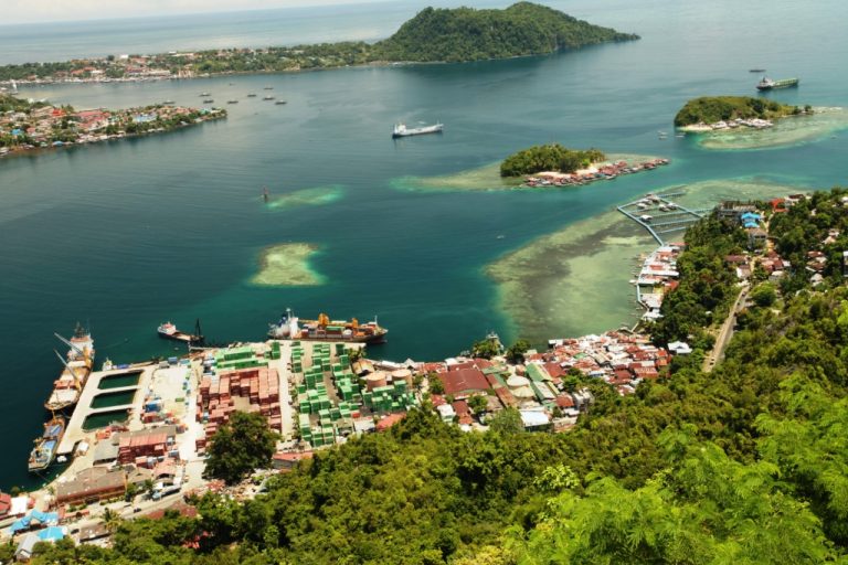 Jayapura Bay seen from above, a city where some Papuans seek independence and others support integration